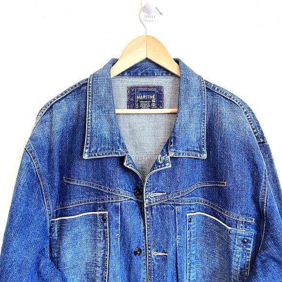 Vintage Y2K Marithe Francois Girbaud Mens Jacket Size 3XL Blue Denim Oversized - Picture 3 of 9